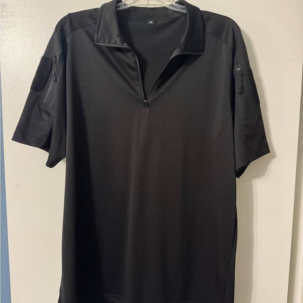 Black Men's Tactical Zip Polo
